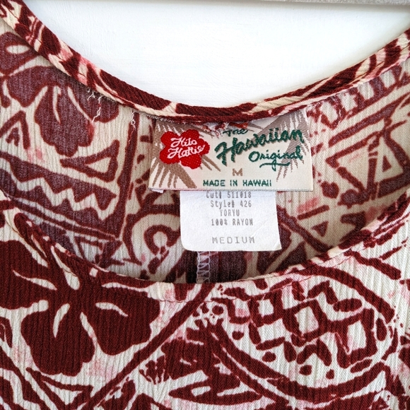 Vintage Hilo Hattie Hawaiian Original Hibiscus Textured Midi Dress - Picture 3 of 11